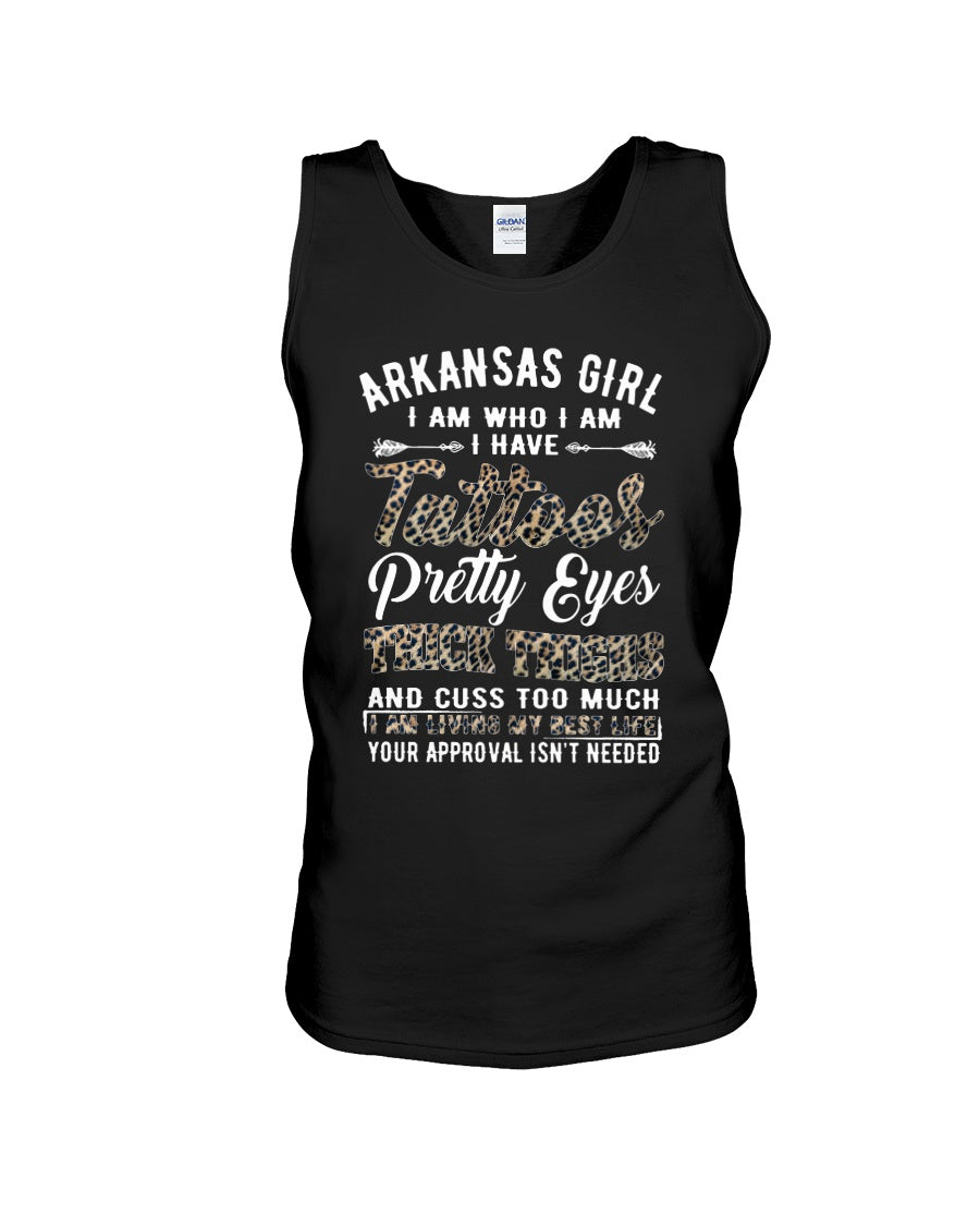 Arkansas Girl Have Tattoos Pretty Eyes Gifts For Arkansas Girls Unisex Tank Top
