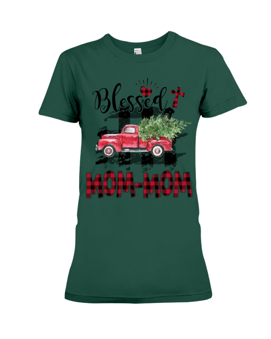 Blessed Mom-Mom Red Plaid Driving Car Custom Design Gifts Ladies Tee