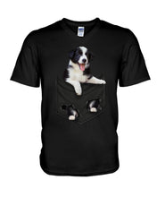 Load image into Gallery viewer, Border Collie In Pocket Personalized Name Gifts For Dog Lovers Guys V-Neck
