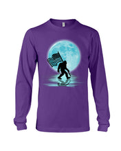 Load image into Gallery viewer, Bigfoot  Moon American Flag Custom Design For Bigfoot Lovers Unisex Long Sleeve
