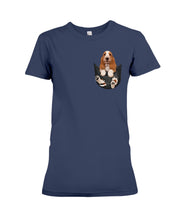 Load image into Gallery viewer, Basset Hound In Middle Pocket For Dog Lovers Ladies Tee

