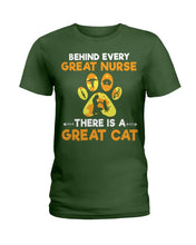 Load image into Gallery viewer, Behind Every Great Nurse There Is A Great Cat Custom Design Ladies Tee
