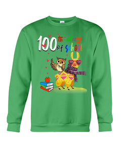 100Th Day Of School Funny Llama  And Owl Gifts For Students Sweatshirt