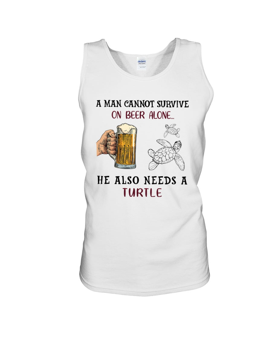 Cannot Live On Beer Alone We Also Needs A Turtle Custom Design Unisex Tank Top