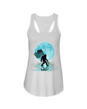Load image into Gallery viewer, Bigfoot  Moon American Flag Custom Design For Bigfoot Lovers Ladies Flowy Tank
