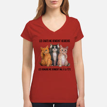 Load image into Gallery viewer, Cat Make Me Happy Gift For Cat Lovers Ladies V-Neck

