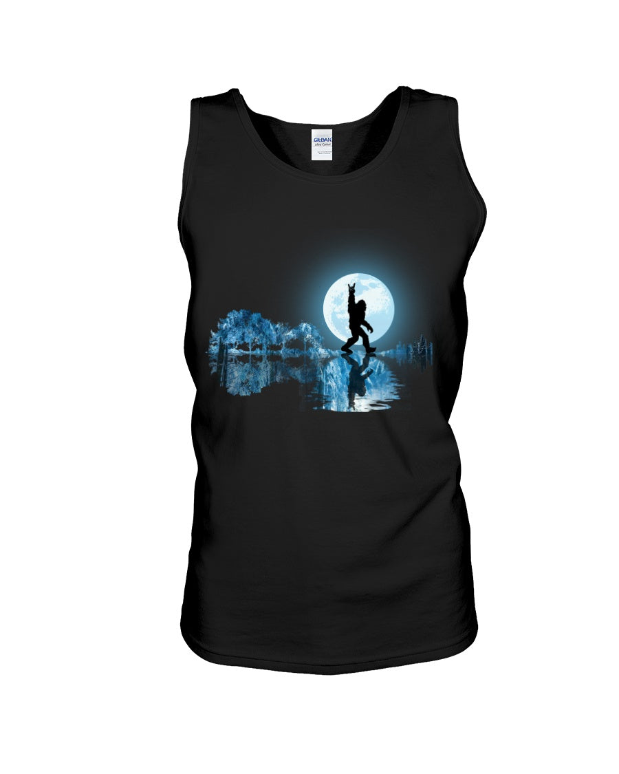 Bigfoot Guitar And Lake  Meaningful Gifts For Bigfoot Lovers Unisex Tank Top
