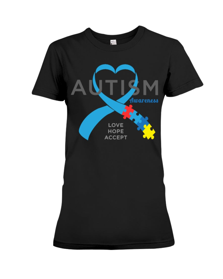 Autism Love Hope Accept Custom Design - World Autism Awareness Day Gift Ladies Tee