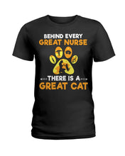 Load image into Gallery viewer, Behind Every Great Nurse There Is A Great Cat Custom Design Ladies Tee
