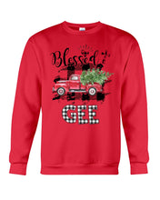 Load image into Gallery viewer, Blessed Gee Black And White Plaid Driving Car Custom Design Gifts Sweatshirt
