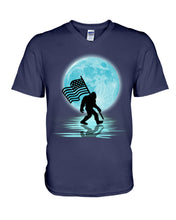 Load image into Gallery viewer, Bigfoot  Moon American Flag Custom Design For Bigfoot Lovers Guys V-Neck
