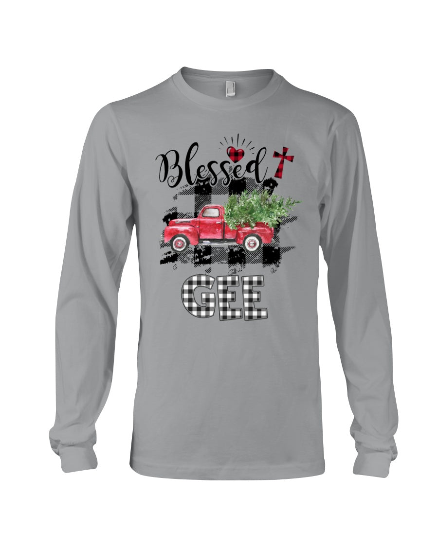 Blessed Gee Black And White Plaid Driving Car Custom Design Gifts Unisex Long Sleeve