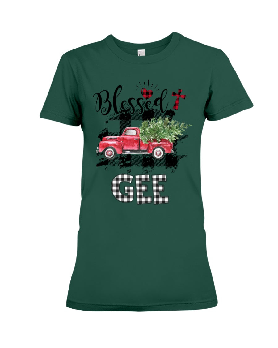 Blessed Gee Black And White Plaid Driving Car Custom Design Gifts Ladies Tee