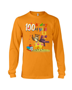 100Th Day Of School Funny Llama  And Owl Gifts For Students Unisex Long Sleeve