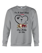 Load image into Gallery viewer, A Simple Woman Loves Dog Hockey And Wine Custom Design Sweatshirt
