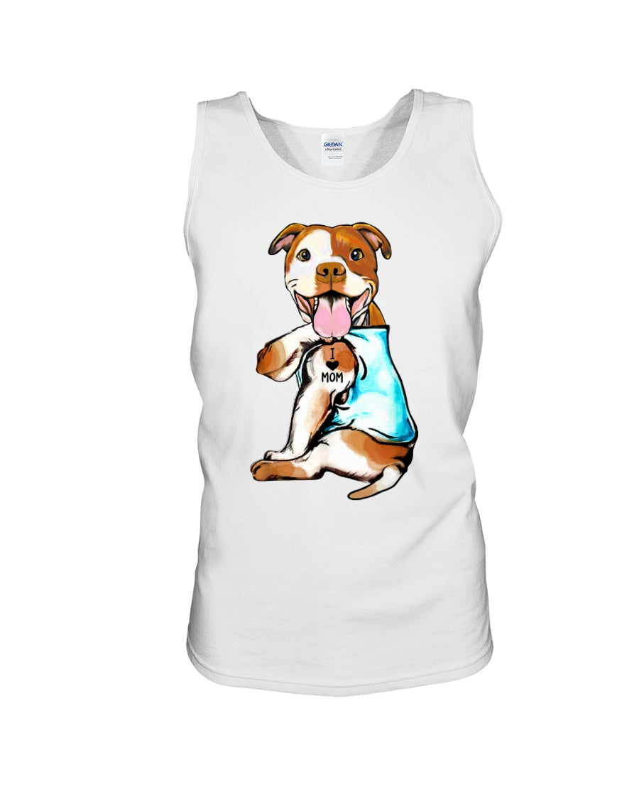 Bull I Love Mom Custom Design Gifts For Dog Lovers Unisex Tank Top