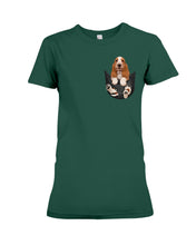Load image into Gallery viewer, Basset Hound In Middle Pocket For Dog Lovers Ladies Tee
