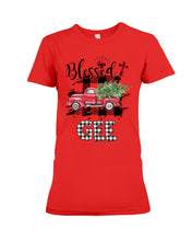 Load image into Gallery viewer, Blessed Gee Black And White Plaid Driving Car Custom Design Gifts Ladies Tee
