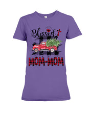Load image into Gallery viewer, Blessed Mom-Mom Red Plaid Driving Car Custom Design Gifts Ladies Tee
