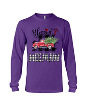 Load image into Gallery viewer, Blessed Meemaw Black And White Plaid Driving Car Custom Design Gifts Unisex Long Sleeve

