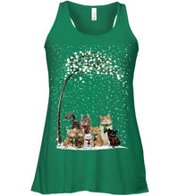 Load image into Gallery viewer, Cats Winter Tree Snowy Gifts Idea Ladies Flowy Tank
