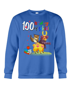 100Th Day Of School Funny Llama  And Owl Gifts For Students Sweatshirt