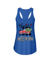 Load image into Gallery viewer, Blessed Meemaw Black And White Plaid Driving Car Custom Design Gifts Ladies Flowy Tank
