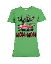 Load image into Gallery viewer, Blessed Mom-Mom Red Plaid Driving Car Custom Design Gifts Ladies Tee
