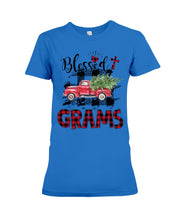 Load image into Gallery viewer, Blessed Grams Red Plaid Driving Car Custom Design Gifts Ladies Tee
