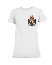 Load image into Gallery viewer, Basset Hound In Middle Pocket For Dog Lovers Ladies Tee
