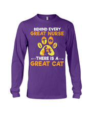Load image into Gallery viewer, Behind Every Great Nurse There Is A Great Cat Custom Design Unisex Long Sleeve
