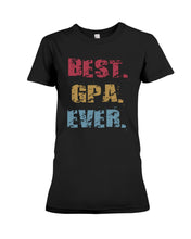 Load image into Gallery viewer, Best Gpa Ever Colorful Abstract Words Personalized Name Gifts Ladies Tee
