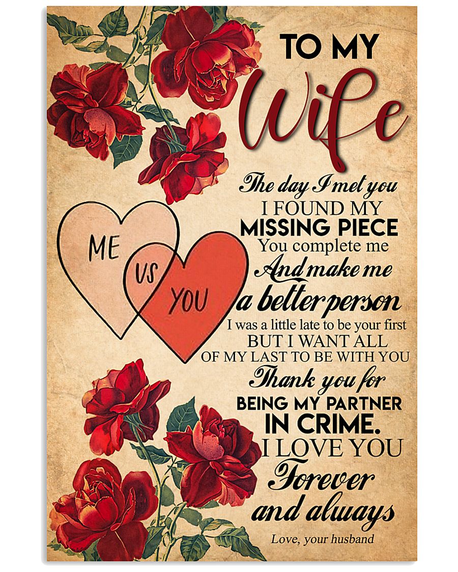 Beautiful Flowers Lovely Message From Husband Gifts For Wife Vertical Poster
