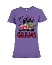 Load image into Gallery viewer, Blessed Grams Red Plaid Driving Car Custom Design Gifts Ladies Tee
