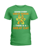 Load image into Gallery viewer, Behind Every Great Nurse There Is A Great Cat Custom Design Ladies Tee
