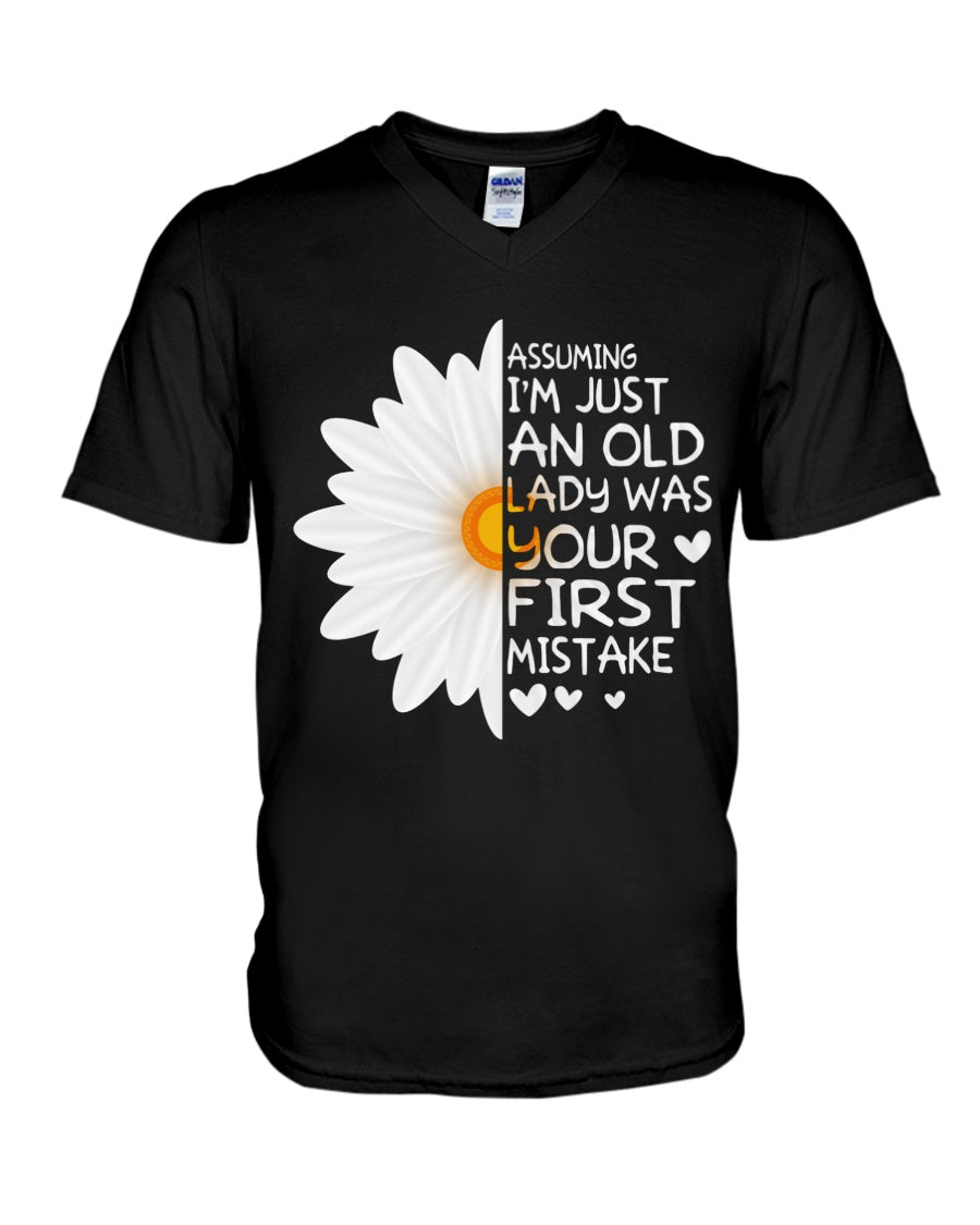 Assuming I'm Just An Old Lady Was Your First Mistake Gift For Flower Lovers Guys V-Neck