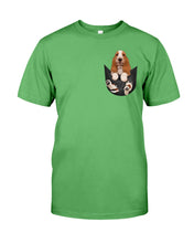 Load image into Gallery viewer, Basset Hound In Middle Pocket For Dog Lovers Guys Tee
