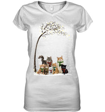 Load image into Gallery viewer, Cats Winter Tree Snowy Gifts Idea Ladies V-Neck
