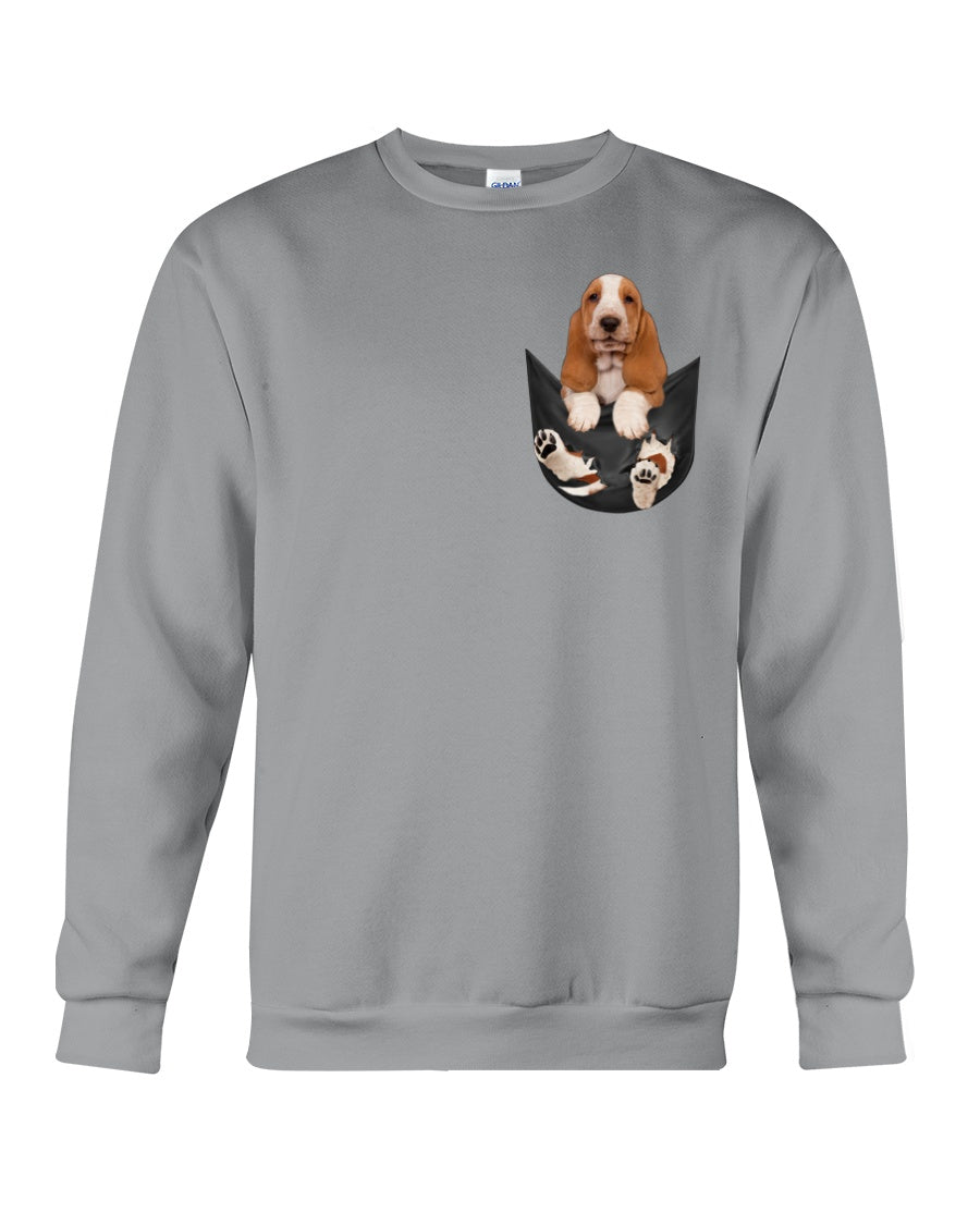 Basset Hound In Middle Pocket For Dog Lovers Sweatshirt