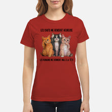 Load image into Gallery viewer, Cat Make Me Happy Gift For Cat Lovers Ladies Tee
