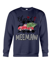 Load image into Gallery viewer, Blessed Meemaw Black And White Plaid Driving Car Custom Design Gifts Sweatshirt
