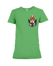 Load image into Gallery viewer, Basset Hound In Middle Pocket For Dog Lovers Ladies Tee
