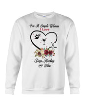 Load image into Gallery viewer, A Simple Woman Loves Dog Hockey And Wine Custom Design Sweatshirt
