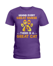Load image into Gallery viewer, Behind Every Great Nurse There Is A Great Cat Custom Design Ladies Tee
