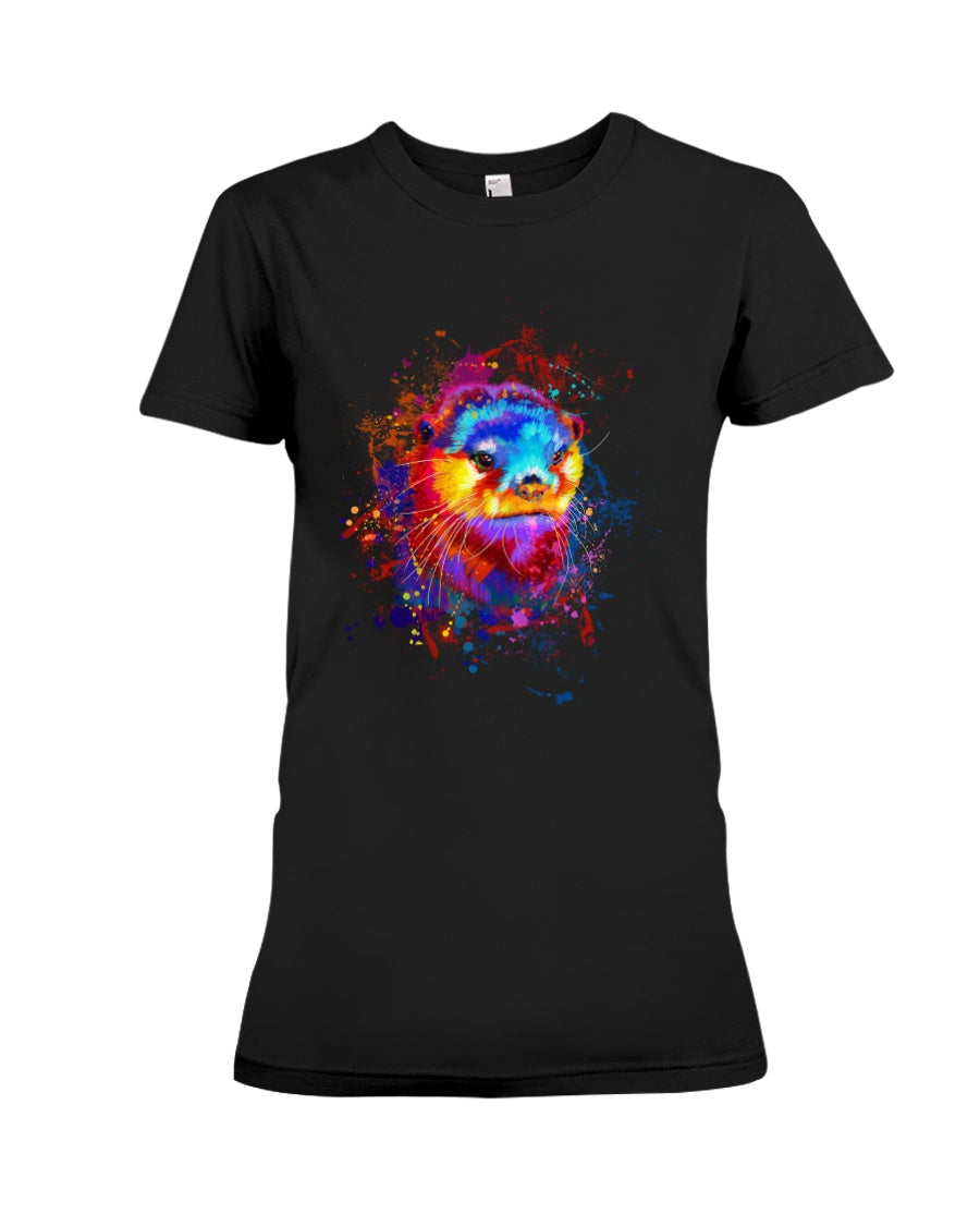 Colorful Sea Otter Custom Design For Animal Lovers Ladies Tee
