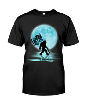 Load image into Gallery viewer, Bigfoot  Moon American Flag Custom Design For Bigfoot Lovers Guys Tee
