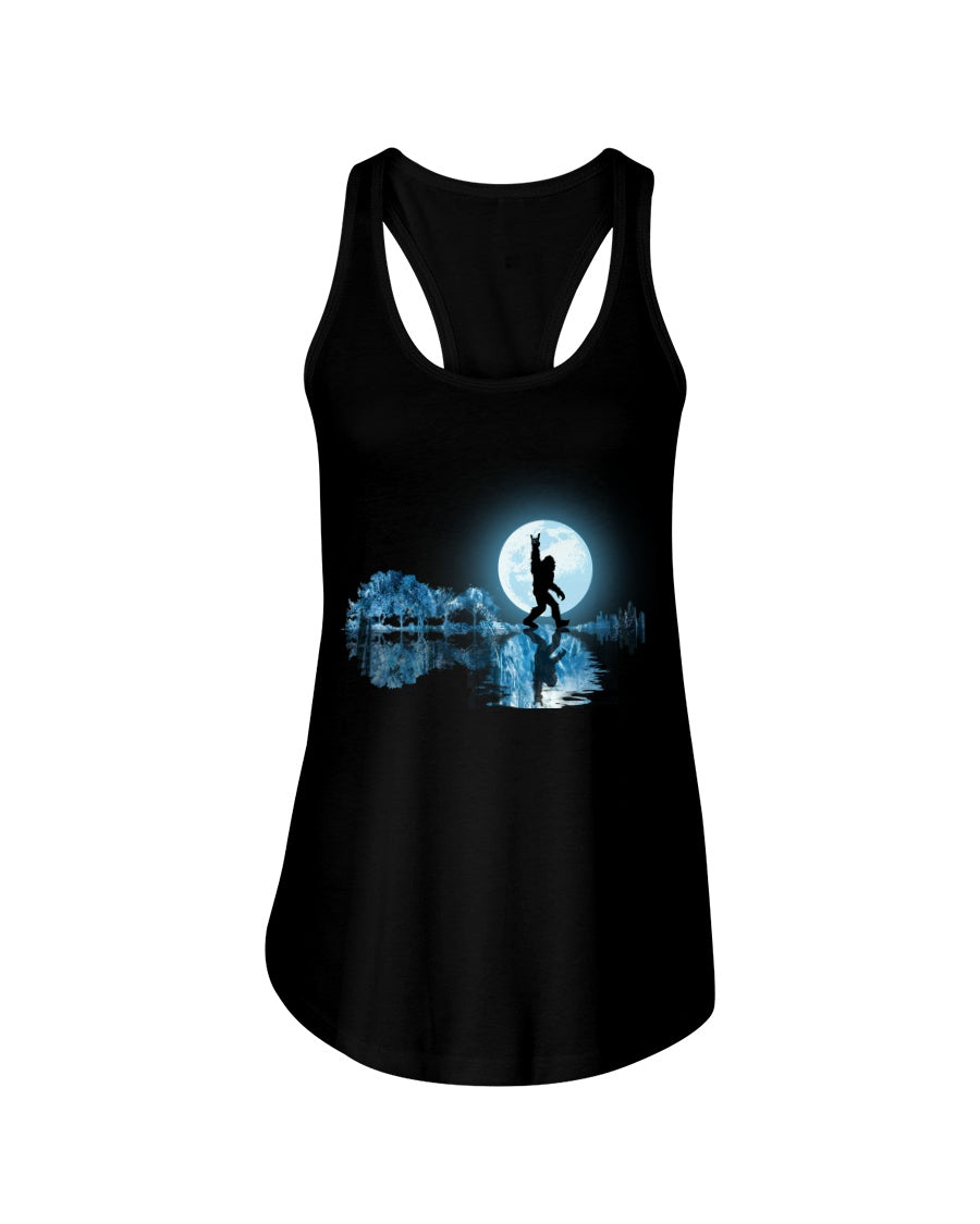 Bigfoot Guitar And Lake  Meaningful Gifts For Bigfoot Lovers Ladies Flowy Tank