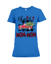 Load image into Gallery viewer, Blessed Mom-Mom Red Plaid Driving Car Custom Design Gifts Ladies Tee
