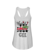 Load image into Gallery viewer, Blessed Gee Black And White Plaid Driving Car Custom Design Gifts Ladies Flowy Tank
