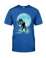 Load image into Gallery viewer, Bigfoot  Moon American Flag Custom Design For Bigfoot Lovers Guys Tee
